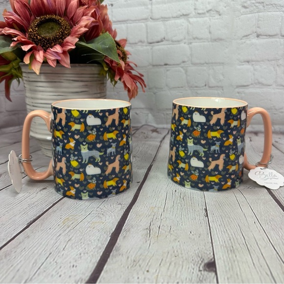 NWT 10 strawberry street dog Patterned Mugs dashchund poodle corgi maltese - Picture 1 of 7
